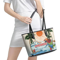 Summer Holiday It's 5 o'clock Somewhere Vintage Hawaii Leather Tote Bag