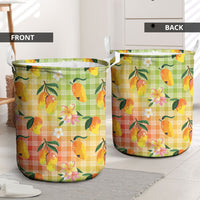 Aloha Hawaii Palaka Print Mango Plumeria Laundry Basket Tropical Vibes