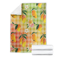 Aloha Hawaii Palaka Print Mango Plumeria Blanket Tropical Vibes