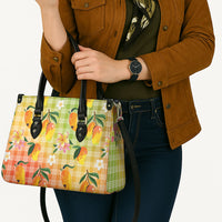 Aloha Hawaii Palaka Print Mango Plumeria Leather Bag Tropical Vibes
