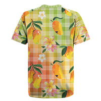 Aloha Hawaii Palaka Print Mango Plumeria Rugby Jersey Tropical Vibes