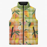 Aloha Hawaii Palaka Print Mango Plumeria Sleeveless Puffer Jacket Tropical Vibes