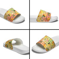 Aloha Hawaii Palaka Print Mango Plumeria Slide Sandals Tropical Vibes