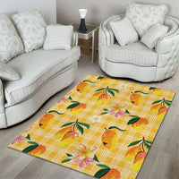 Aloha Hawaii Palaka Print Mango Plumeria Area Rug Fresh Lemon