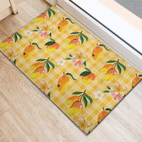 Aloha Hawaii Palaka Print Mango Plumeria Rubber Doormat Fresh Lemon