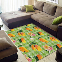 Aloha Hawaii Palaka Print Mango Plumeria Area Rug Cool Mint