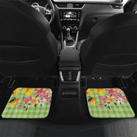 Aloha Hawaii Palaka Print Mango Plumeria Car Mats Cool Mint