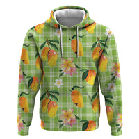 Aloha Hawaii Palaka Print Mango Plumeria Hoodie Cool Mint