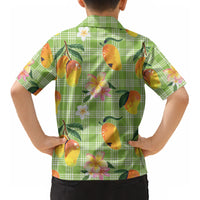 Aloha Hawaii Palaka Print Mango Plumeria Kid Hawaiian Shirt Cool Mint