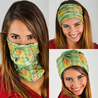 Aloha Hawaii Palaka Print Mango Plumeria Neck Gaiter Cool Mint