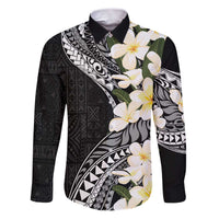 Aloha Hawaii Festive Family Matching Puletasi and Hawaiian Shirt Frangipani Lace Classic LT7 Dad's Shirt - Long Sleeve Black - Polynesian Pride