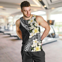 Aloha Hawaii Festive Men Tank Top Frangipani Lace Classic LT7 Black - Polynesian Pride