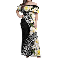 Aloha Hawaii Festive Off Shoulder Maxi Dress Frangipani Lace Classic