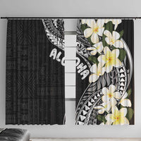 Aloha Hawaii Festive Window Curtain Frangipani Lace Classic LT7 With Hooks Black - Polynesian Pride
