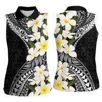 Aloha Hawaii Festive Women Sleeveless Polo Shirt Frangipani Lace Classic