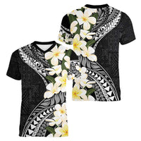 Aloha Hawaii Festive Women V-Neck T-Shirt Frangipani Lace Classic