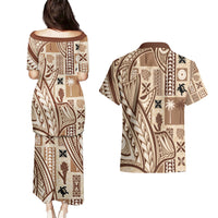 Samoa Tapa Couples Matching Puletasi Dress and Hawaiian Shirt Siapo Mix Tatau Patterns LT7 - Polynesian Pride