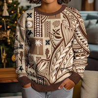 Samoa Tapa Kid Ugly Christmas Sweater Siapo Mix Tatau Patterns LT7 - Polynesian Pride
