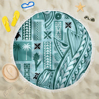 Samoa Tapa Beach Blanket Siapo Mix Tatau Patterns - Teal LT7 One Size 150cm Teal - Polynesian Pride