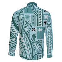 Samoa Tapa Family Matching Summer Maxi Dress and Hawaiian Shirt Siapo Mix Tatau Patterns - Teal LT7 - Polynesian Pride