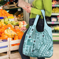 Samoa Tapa Grocery Bag Siapo Mix Tatau Patterns - Teal