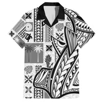 Samoa Tapa Family Matching Tank Maxi Dress and Hawaiian Shirt Siapo Mix Tatau Patterns - White LT7 Dad's Shirt - Short Sleeve White - Polynesian Pride