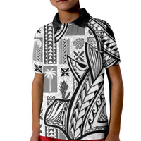 Samoa Tapa Kid Polo Shirt Siapo Mix Tatau Patterns - White LT7 Kid White - Polynesian Pride