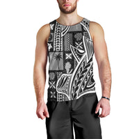 Samoa Tapa Men Tank Top Siapo Mix Tatau Patterns - Black LT7 - Polynesian Pride