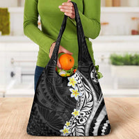 Hawaii Aloha Grocery Bag Plumeria Vintage - Black