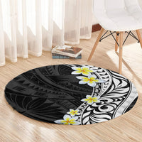 Hawaii Aloha Round Carpet Plumeria Vintage - Black LT7 - Polynesian Pride