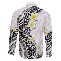 Hawaii Aloha Family Matching Off Shoulder Long Sleeve Dress and Hawaiian Shirt Plumeria Vintage - White LT7 - Polynesian Pride