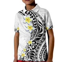Hawaii Aloha Kid Polo Shirt Plumeria Vintage - White LT7 Kid White - Polynesian Pride