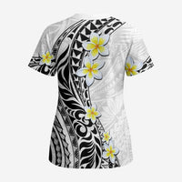 Hawaii Aloha Scrub Top Plumeria Vintage - White - Polynesian Pride
