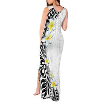 Hawaii Aloha Tank Maxi Dress Plumeria Vintage - White LT7 - Polynesian Pride