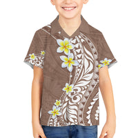 Hawaii Aloha Family Matching Tank Maxi Dress and Hawaiian Shirt Plumeria Vintage - Brown LT7 Son's Shirt Brown - Polynesian Pride