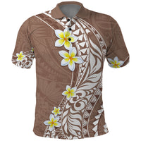 Hawaii Aloha Polo Shirt Plumeria Vintage - Brown LT7 Brown - Polynesian Pride