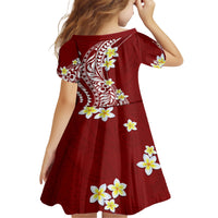 Hawaii Aloha Family Matching Short Sleeve Bodycon Dress and Hawaiian Shirt Plumeria Vintage - Crimson LT7 - Polynesian Pride