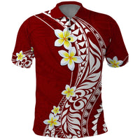 Hawaii Aloha Polo Shirt Plumeria Vintage - Crimson LT7 Crimson - Polynesian Pride