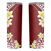 Hawaii Aloha Skinny Tumbler Plumeria Vintage - Red