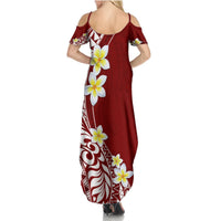 Hawaii Aloha Summer Maxi Dress Plumeria Vintage - Crimson LT7 - Polynesian Pride