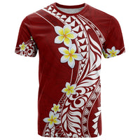 Hawaii Aloha T Shirt Plumeria Vintage - Crimson LT7 Crimson - Polynesian Pride