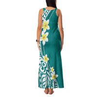 Hawaii Aloha Family Matching Tank Maxi Dress and Hawaiian Shirt Plumeria Vintage - Teal LT7 - Polynesian Pride