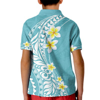 Hawaii Aloha Kid Polo Shirt Plumeria Vintage - Turquoise LT7 - Polynesian Pride
