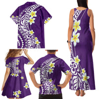 Hawaii Aloha Family Matching Tank Maxi Dress and Hawaiian Shirt Plumeria Vintage - Violet LT7 - Polynesian Pride