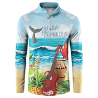 Aloha Honolulu Festival Button Sweatshirt Ukulele By The Shore LT7 Art - Polynesian Pride