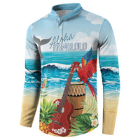 Aloha Honolulu Festival Button Sweatshirt Ukulele By The Shore LT7 - Polynesian Pride