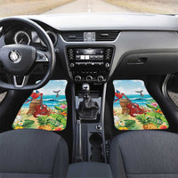 Aloha Honolulu Festival Car Mats Ukulele By The Shore LT7 Set 2pcs - Front Art - Polynesian Pride