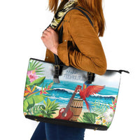 Aloha Honolulu Festival Leather Tote Bag Ukulele By The Shore LT7 Art - Polynesian Pride