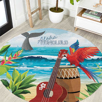 Aloha Honolulu Festival Round Carpet Ukulele By The Shore LT7 Art - Polynesian Pride