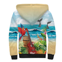 Aloha Honolulu Festival Sherpa Hoodie Ukulele By The Shore LT7 - Polynesian Pride